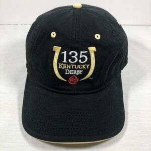 Kentucky Derby 135 Baseball Hat Cap Adjustable Black With A Red Rose W/date